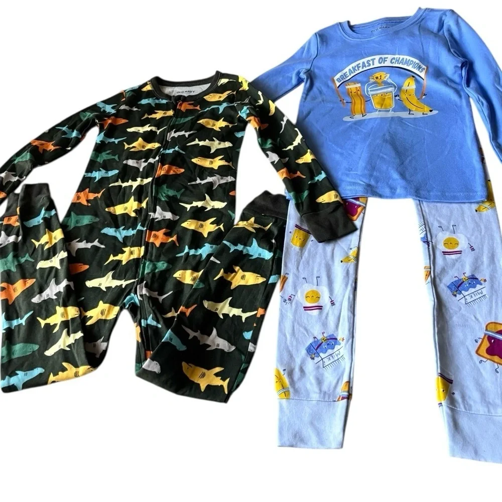 Old Navy Kids Shark and Breakfast Pajama Set - Black and Blue